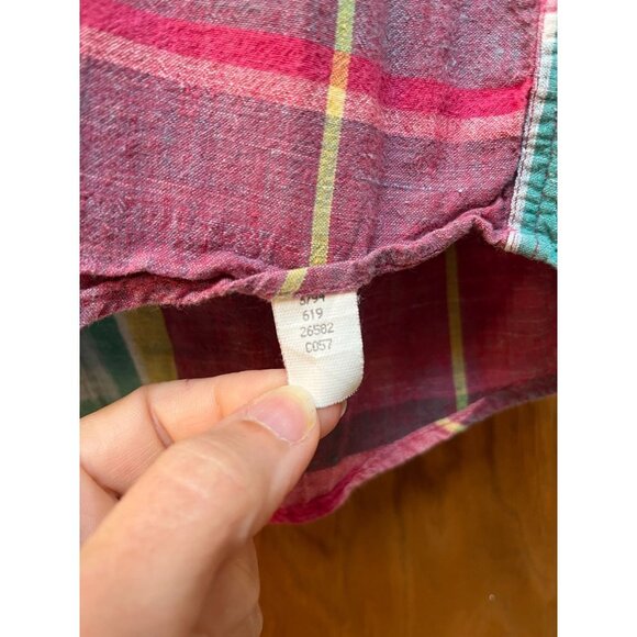 Vintage 90s Made in USA Madras Plaid Handwoven Men's Shirt - Picture 2 of 6